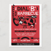 夏おもしろいのバーベキュー | レトロ60s BBQ牛 インビテーションポストカード (正面)