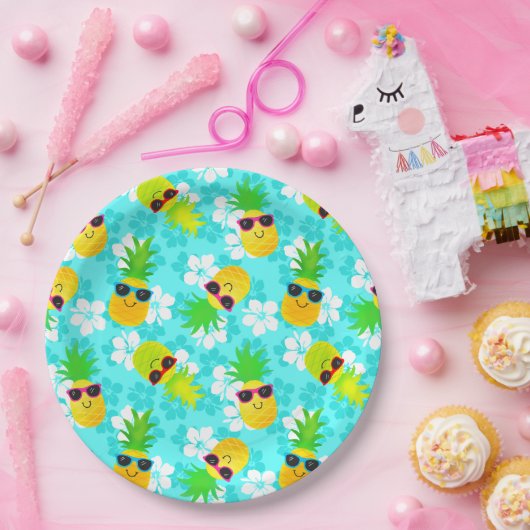 夏おもしろいの熱帯産パイナップル ペーパープレート (パーティー)