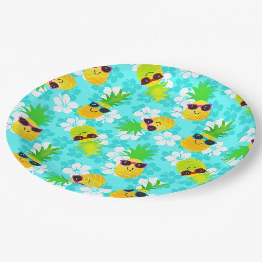 夏おもしろいの熱帯産パイナップル ペーパープレート (アングル)