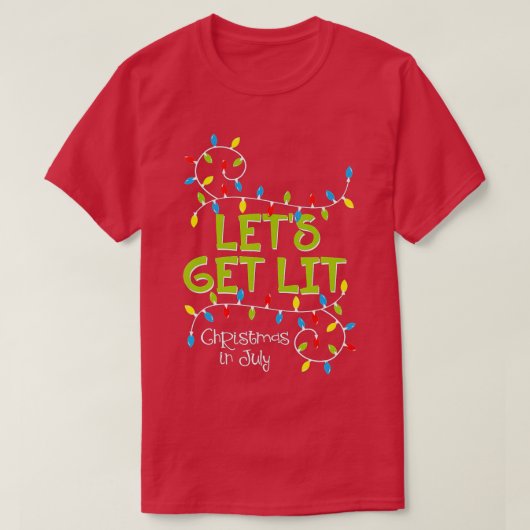 夏おもしろいの7月にクリスマスを飾ろう Tシャツ (デザイン正面)