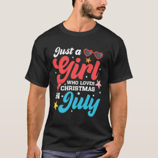 夏おもしろいはクリスマスが大好きな少女 Tシャツ