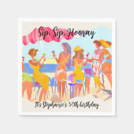 夏おもしろいビーチカクテルウィメンズ50誕生日 スタンダードカクテルナプキン