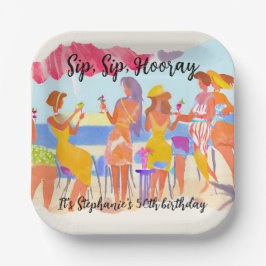 夏おもしろいビーチカクテルウィメンズ50誕生日 ペーパープレート
