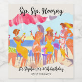 夏おもしろいビーチカクテルウィメンズ50誕生日 ワインラベル (シングルラベル)