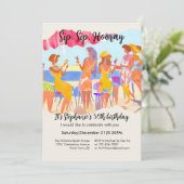 夏おもしろいビーチカクテルウィメンズ50誕生日 招待状 (スタンド正面)