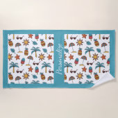 夏おもしろいビーチパームツリーパイナップルパーソナライズされた ビーチタオル (正面)