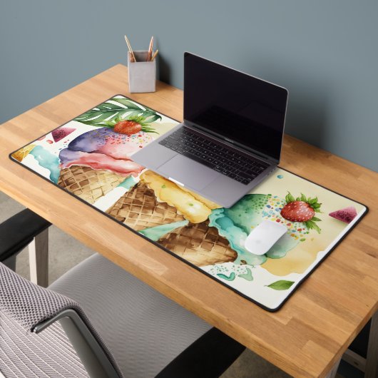 夏おもしろいファンシーアイスクリームコーン デスクマット (オフィス2)