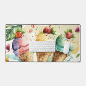 夏おもしろいファンシーアイスクリームコーン デスクマット (キーボード&マウス)