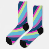 夏おもしろいブルーピンクライムカラフル線 ソックス (左)