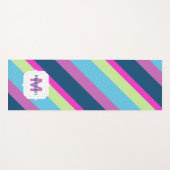 夏おもしろいブルーピンクライムラインカラフルモノグラム ヨガマット (正面(横))