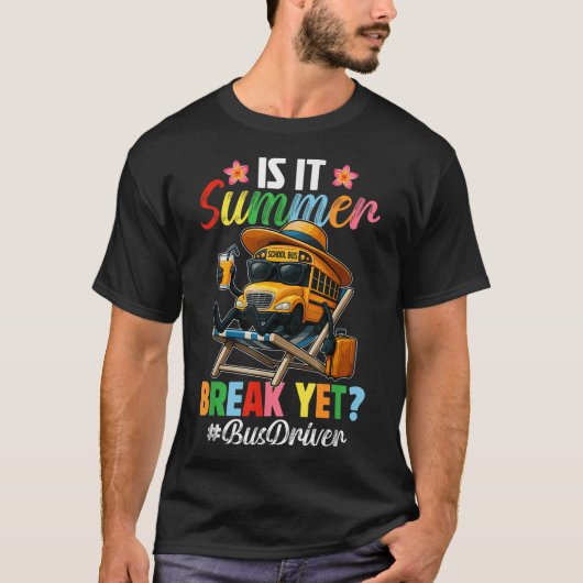 夏おもしろい休みかバス運転手End Of Sch Tシャツ (正面)