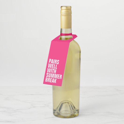夏おもしろい休みのワイン贈り物 ボトルネックタグ (アングル)