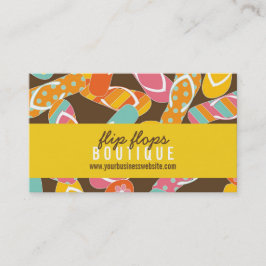 夏およびおもしろいのカラフルなビーチのビーチサンダルパターン 名刺