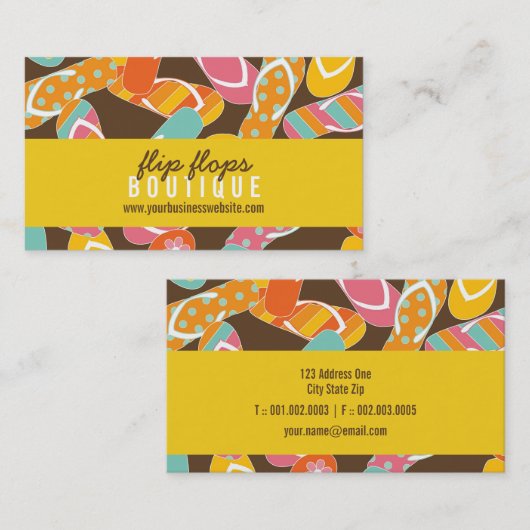 夏およびおもしろいのカラフルなビーチのビーチサンダルパターン 名刺 (正面/裏面)