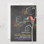 夏お洒落の愛キスをする鳥の結婚式の招待 招待状 (正面)