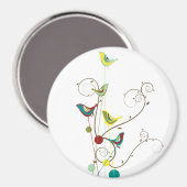 夏お洒落の鳥が渦巻くモダン自然つる植物 マグネット (正面/裏面)