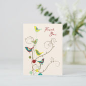 夏お洒落の鳥と渦巻きモダンが感謝 ポストカード (スタンド正面)