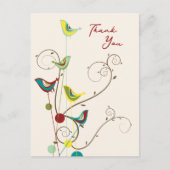 夏お洒落の鳥と渦巻きモダンが感謝 ポストカード (正面)