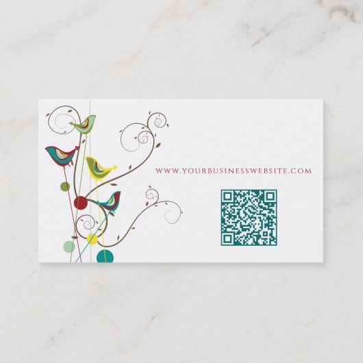夏お洒落カラフルの鳥と渦巻きモダン 名刺 (裏面)
