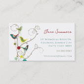 夏お洒落カラフルの鳥と渦巻きモダン 名刺 (正面)