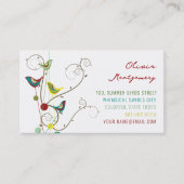 夏お洒落カラフルの鳥と渦巻きモダン 名刺 (正面)