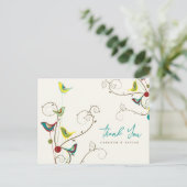 夏お洒落カラフルの鳥と渦巻結婚き ポストカード (スタンド正面)