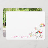 夏お洒落キスをする愛の鳥のサンキューカード サンキューカード (正面/裏面)