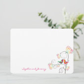 夏お洒落キスをする愛の鳥のサンキューカード サンキューカード (スタンド正面)