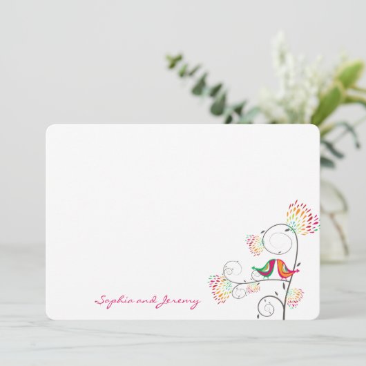 夏お洒落キスをする愛の鳥のサンキューカード サンキューカード (スタンド正面)