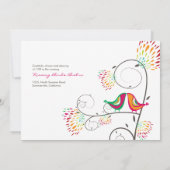 夏お洒落キスをする愛の鳥の結婚式RSVP 招待状 (裏面)