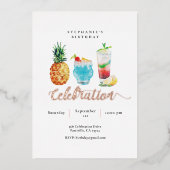 夏お祝いフルーツカクテルバースデーパーティー 箔招待状 (正面)
