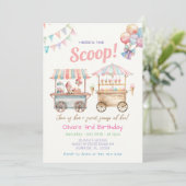 夏かわいいペーストIアイスクリームトラック第3誕生日 招待状 (スタンド正面)