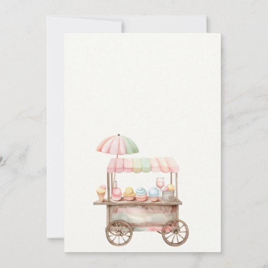夏かわいいペーストIアイスクリームトラック第3誕生日 招待状 (裏面)