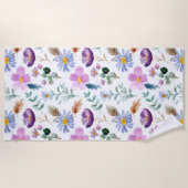 夏かわいらしのカラフル野草水色 ビーチタオル (正面)