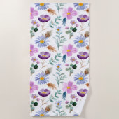 夏かわいらしのカラフル野草水色 ビーチタオル (正面)