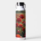 夏かわいらしの日に赤いポピー畑 ウォーターボトル (正面)