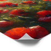 夏かわいらしの日に赤いポピー畑 ポスター (角)