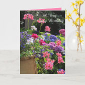 夏かわいらしの花ゲラニウムをポット カード (黄色い花)