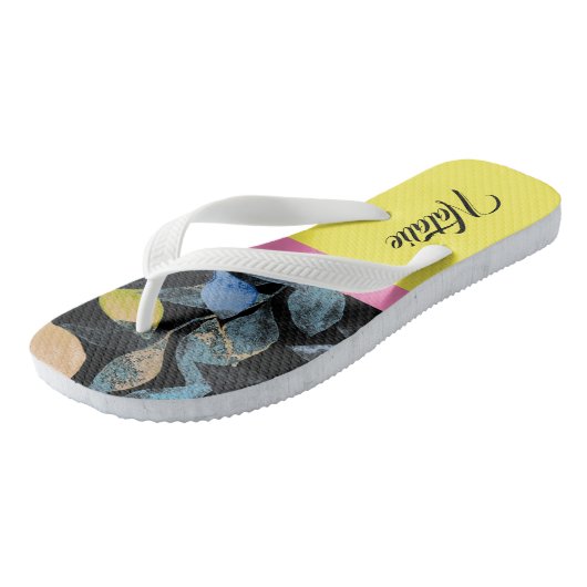 夏かわいらしデザインモノグラムカラフル水色 ビーチサンダル (アングル)