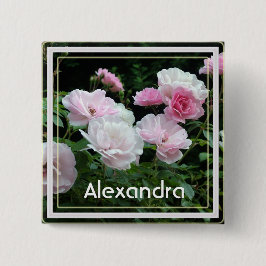 夏かわいらしピンクのバラ花名pin 缶バッジ