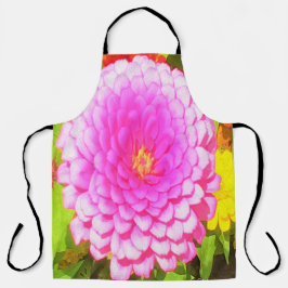 夏かわいらし園のピンクの丸《植物》百日草 エプロン