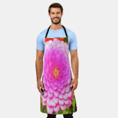 夏かわいらし園のピンクの丸《植物》百日草 エプロン (着用した状態)