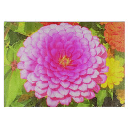 夏かわいらし園のピンクの丸《植物》百日草 カッティングボード