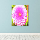 夏かわいらし園のピンクの丸《植物》百日草 キャンバスプリント (インサイチュ (ウッドフロア))