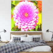 夏かわいらし園のピンクの丸《植物》百日草 キャンバスプリント (インサイチュ (寝室))