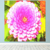 夏かわいらし園のピンクの丸《植物》百日草 キャンバスプリント (インサイチュ (ウッドフロア))