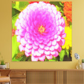 夏かわいらし園のピンクの丸《植物》百日草 キャンバスプリント (インサイチュ (リビング))