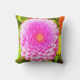 夏かわいらし園のピンクの丸《植物》百日草 クッション