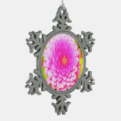 夏かわいらし園のピンクの丸《植物》百日草 スノーフレークピューターオーナメント (左)