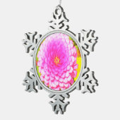 夏かわいらし園のピンクの丸《植物》百日草 スノーフレークピューターオーナメント (右)